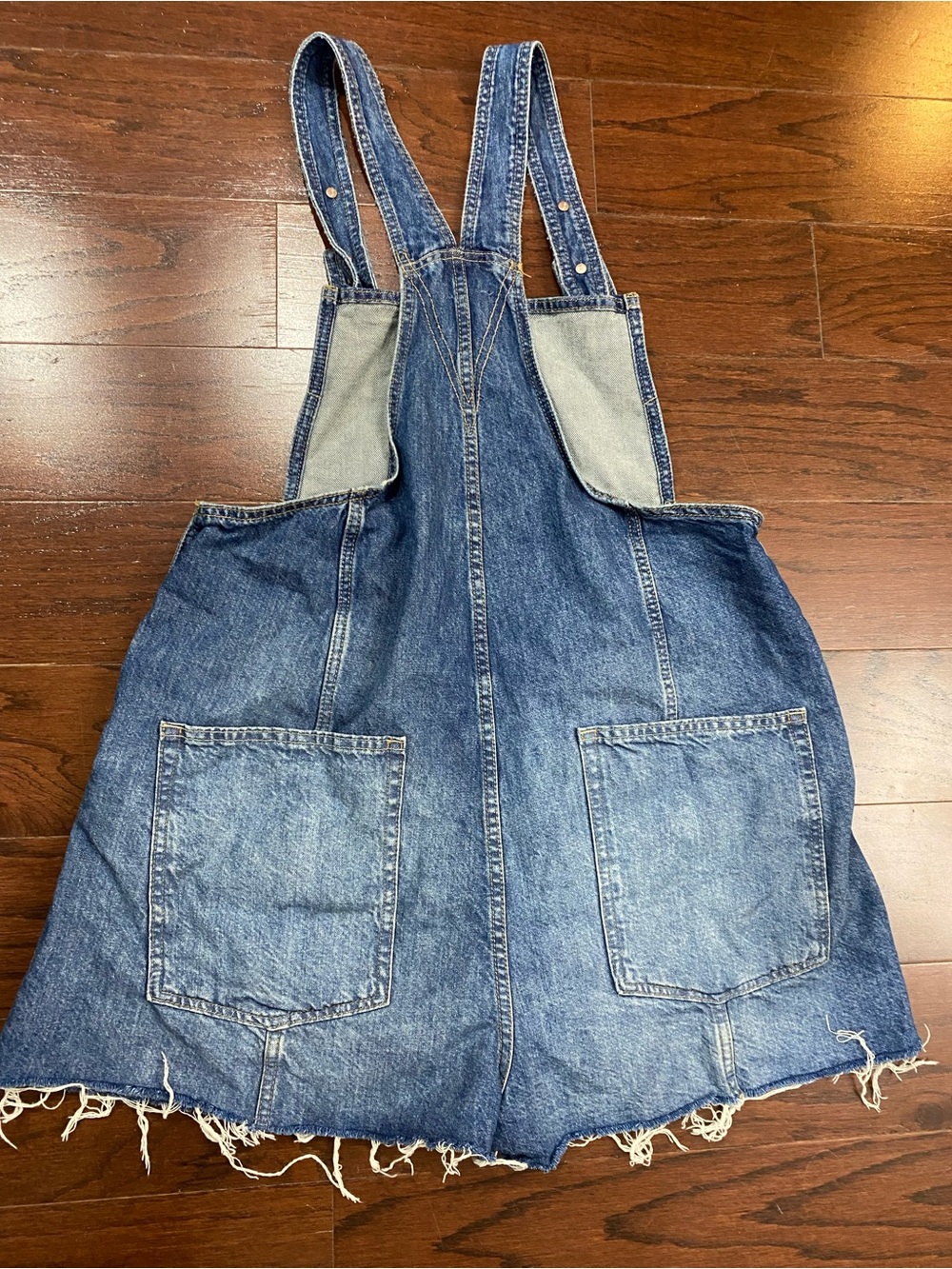 We The Free Rambler Shortalls Denim Jean Oversized Short Overalls Free People L - Picture 9 of 9